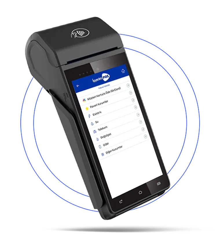 Fatura tahsilat menüsü açık İşyerimPOS Android POS cihazı