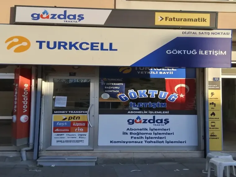 Turkcell bayisinde Gazdaş abonelik işlemleri, PTN para transferi ve Faturamatik fatura ödeme noktası