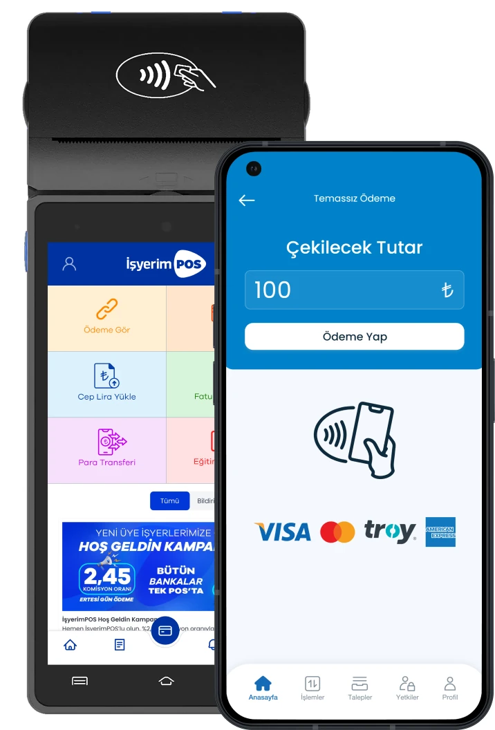 Faturamatik POS cihazı ve mobil ödeme ekranı