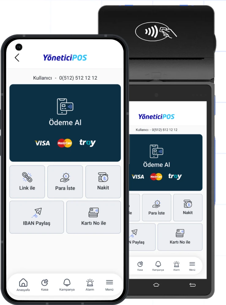 YöneticiPOS uygulaması ve POS cihazı